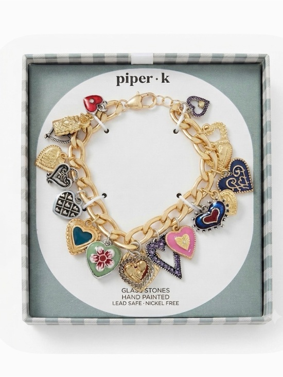 Piper K Jewelry - NWT ⚜️💖⚜️ Piper K Viral Gorgeous Brighton Style  Multi Heart Charm Bracelet